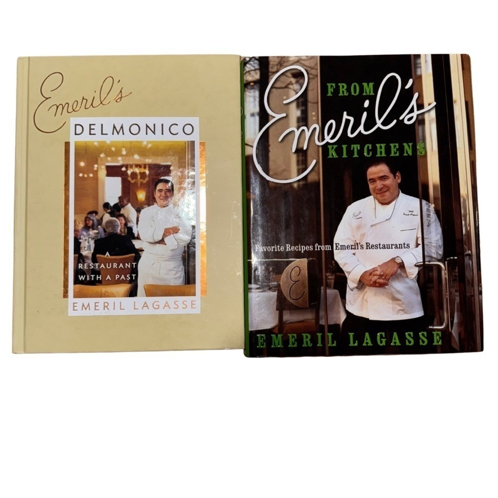 Emeril Lagasse Cookbook Set - Autographed Cream and Black